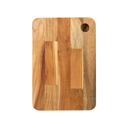 Wukusy Apex Steel Oak medium cutting board with wooden handle, ideal for kitchen food prep, sturdy and stylish in design.