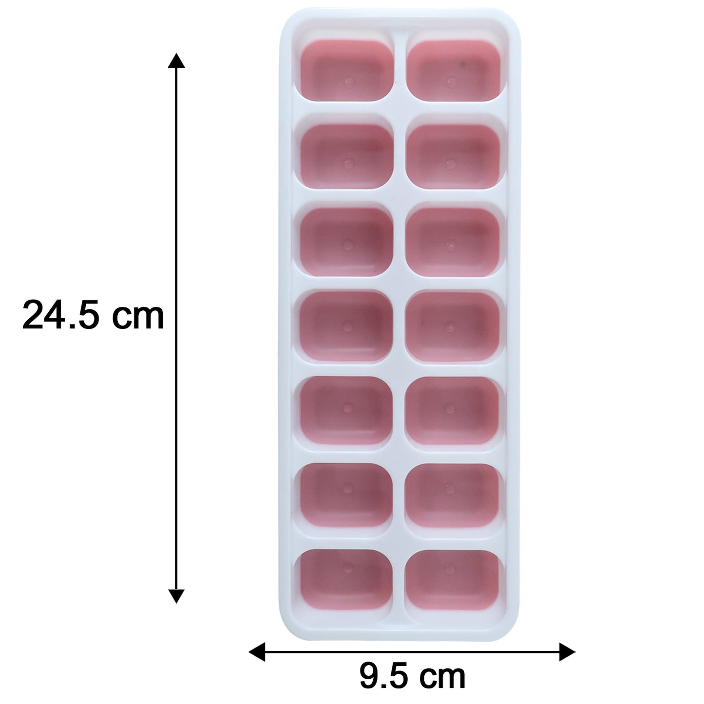 Pink Wukusy plastic ice cube tray with lid, 14-grid, versatile for making ice cubes or small frozen treats.