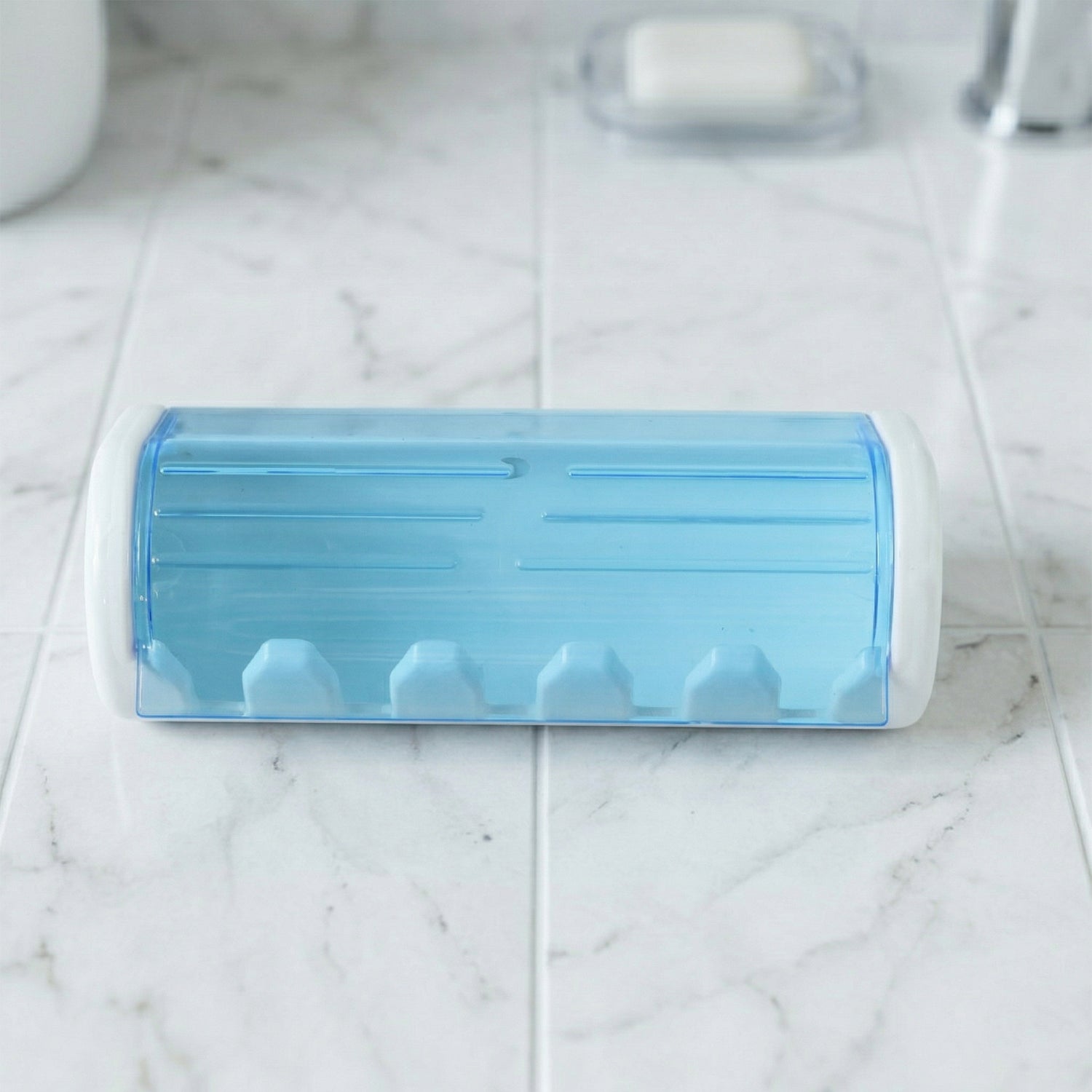 Wall mounted Wukusy toothbrush holder with protective cover, featuring a sleek design for bathroom organization.