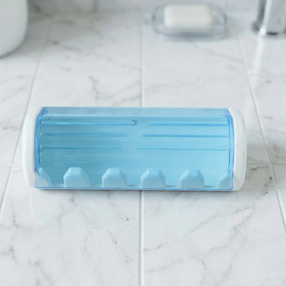 Wall mounted Wukusy toothbrush holder with protective cover, featuring a sleek design for bathroom organization.
