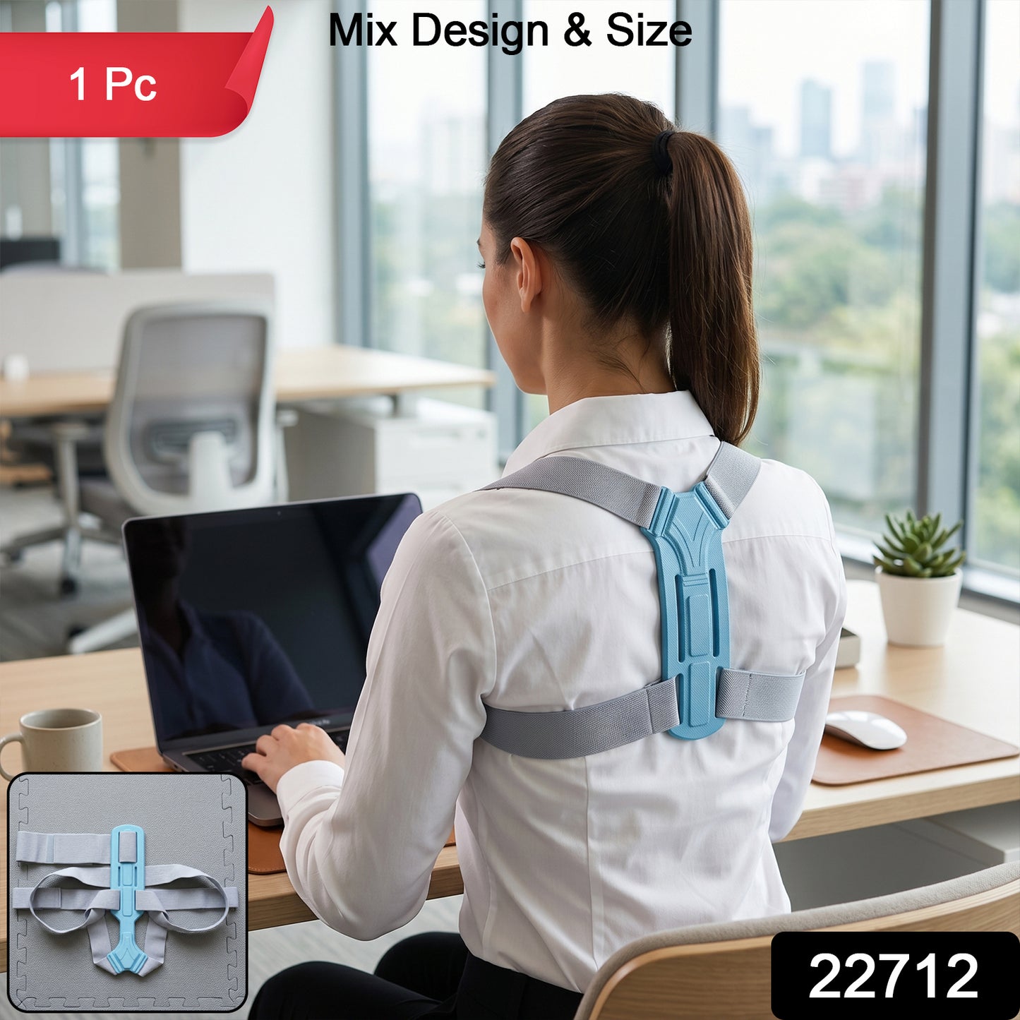 Wukusy ergonomic adjustable back posture corrector belt supporting lower and upper back with mixed sizes, black design.