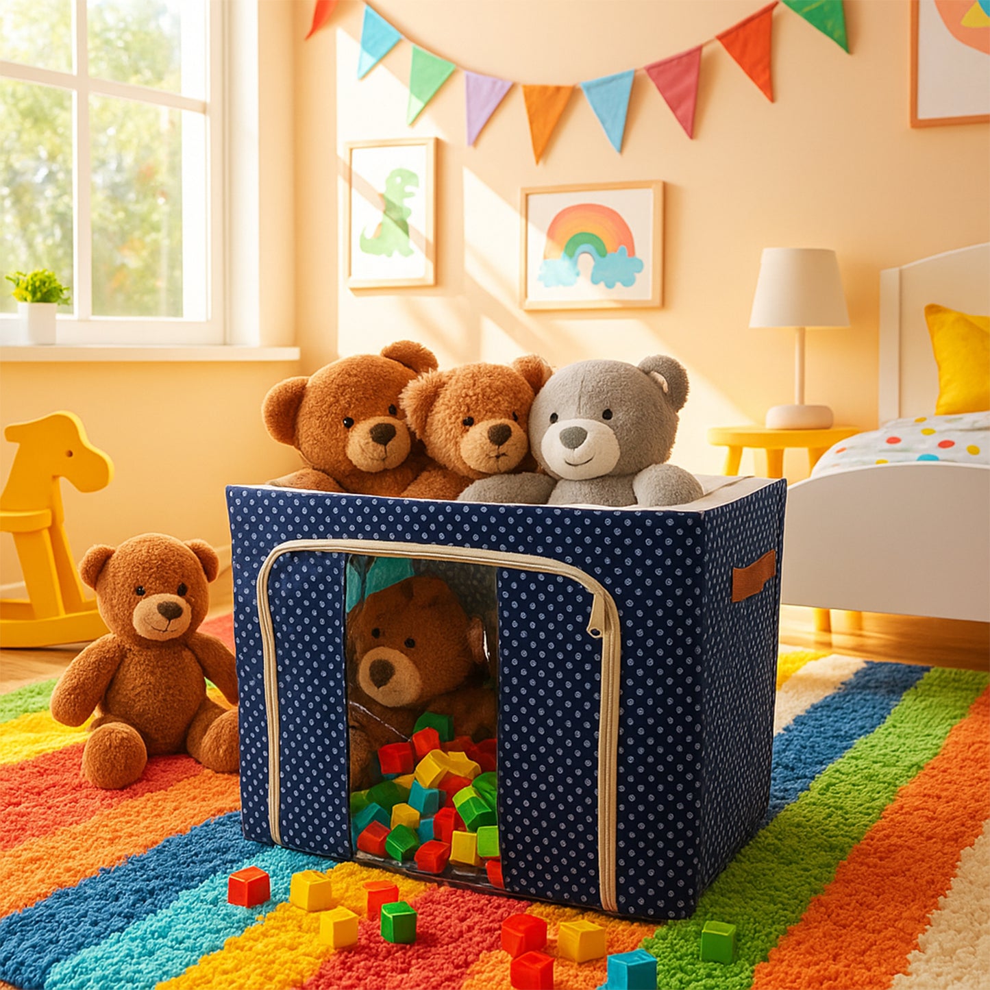 Foldable steel-frame clothes storage box by Wukusy, 50x40 cm, with a sturdy frame and fabric lining for organized home storage.