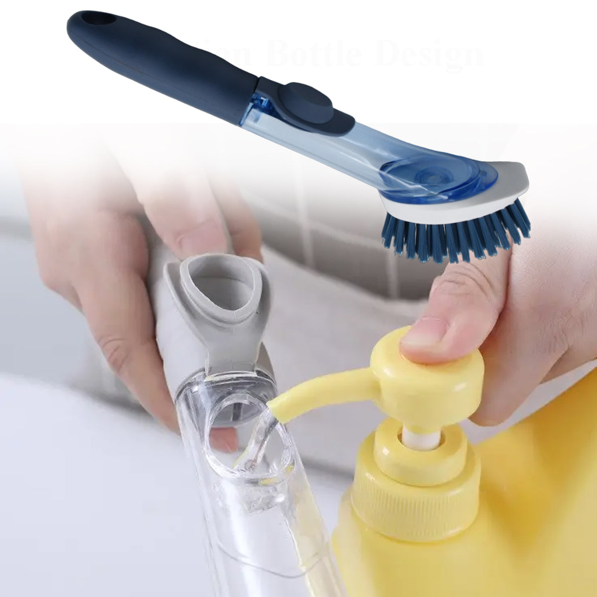 Wukusy 1271c mix color dish scrubber with soap dispenser and replacement heads, kitchen dishwashing brush set for sink cleaning