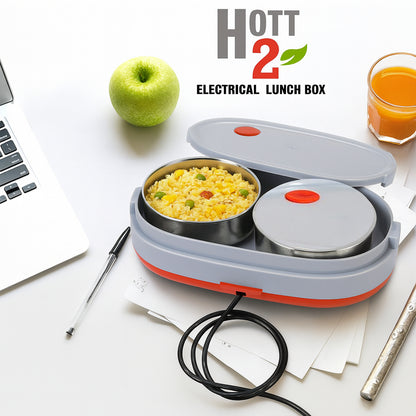 Wukusy Orbit electric lunch box with dual stainless steel containers for home and kitchen meal heating and storage.