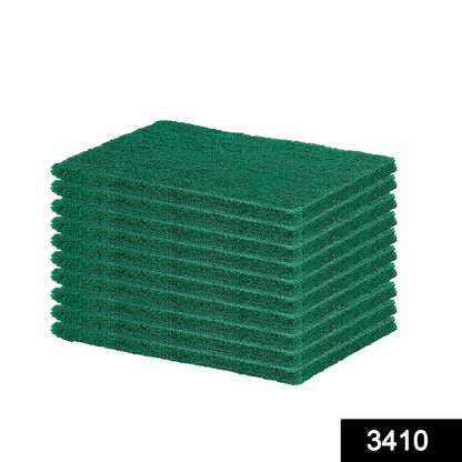 Set of 10 aqua green Wukusy scrub sponge cleaning pads for kitchen and home cleaning tasks.