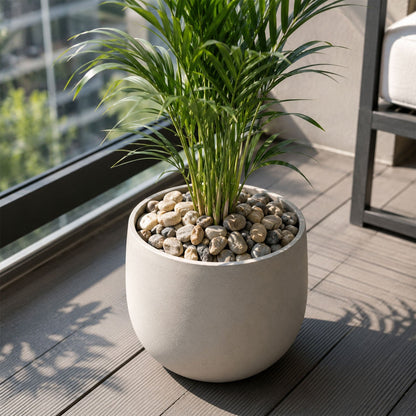 Set of natural river pebbles stones by Wukusy for aquariums, vases, planters, and garden decor, showing smooth, rounded stones in neutral tones.