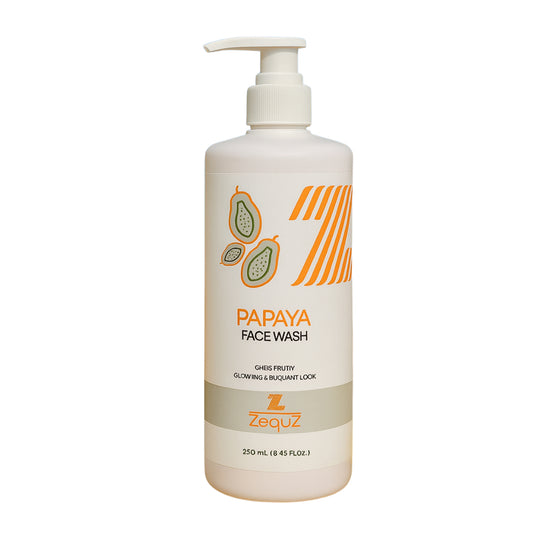 Wukusy Zequz Papaya Face Wash in 250ml bottle, natural skincare product for gentle cleansing and skin rejuvenation.