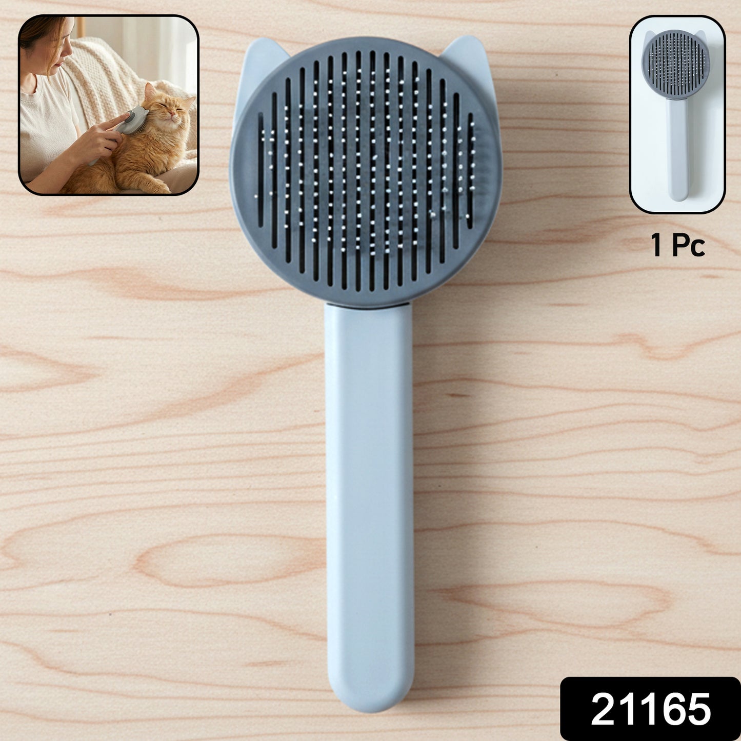 Wukusy soft pet hair removal needle comb with fine metal teeth for grooming cats and dogs, removing loose fur and tangles.
