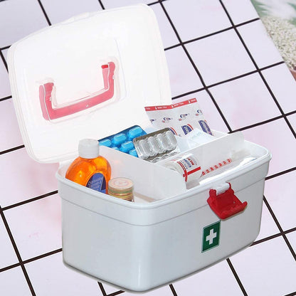 Wukusy 6412 medical box with handle, detachable tray, for indoor and outdoor medicine storage and first aid organization