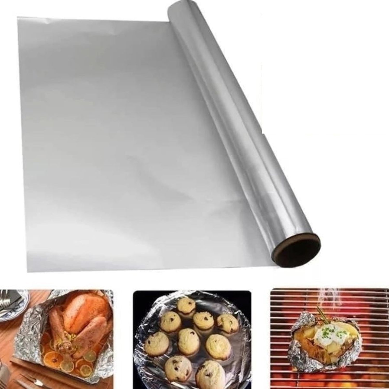 Wukusy premium heavy-duty aluminum foil roll, non-stick, 72m, ideal for baking and grilling in home kitchen.