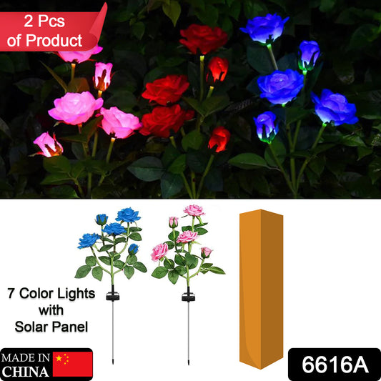 Wukusy 6616a garden solar outdoor rose lights, waterproof decorative flower lights illuminating garden paths and patio landscapes.