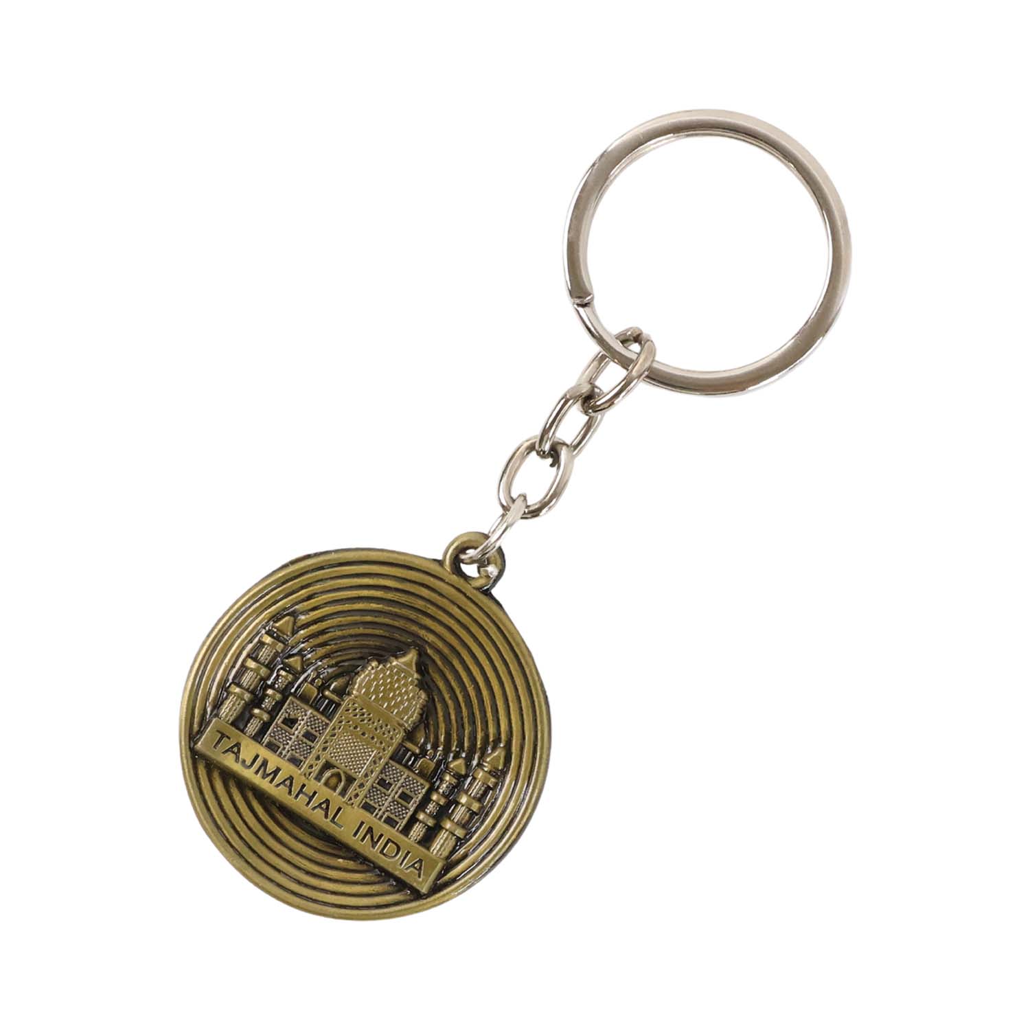 Wukusy Taj Mahal souvenir keychain featuring a detailed miniature replica of the Taj Mahal, perfect for travel keepsakes.