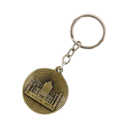 Wukusy Taj Mahal souvenir keychain featuring a detailed miniature replica of the Taj Mahal, perfect for travel keepsakes.