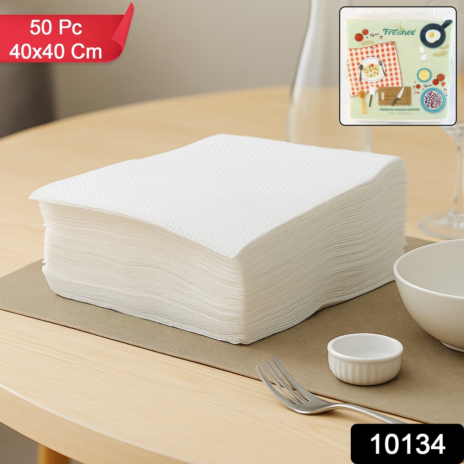 Wukusy Freshee Premium Dinner Napkins 50 pack, 40x40 cm, soft paper napkins for dining and home use