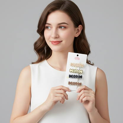 Set of four elegant Wukusy hair clips with stylish designs, perfect for securing and accessorizing hair.
