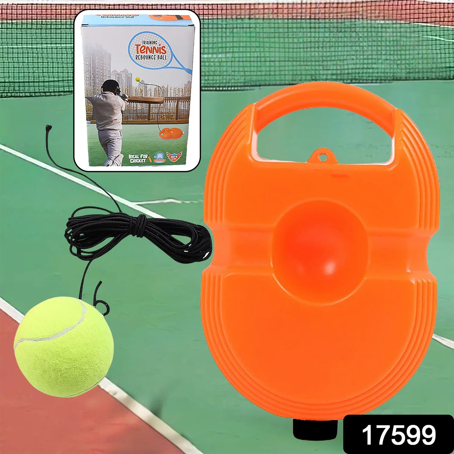 Wukusy tennis trainer rebound ball with string, compact tennis practice device for kids and adults, shown with attached base.