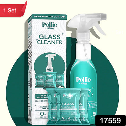 Wukusy Pollic Kadam glass mirror cleaner refill kit with reusable spray bottle, designed for effective home mirror cleaning.