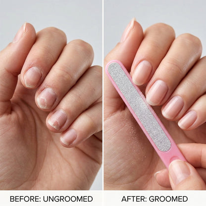 Wukusy 4-in-1 manicure and pedicure grooming kit with nail clippers, files, and cuticle tools on a white background.
