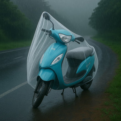 Small disposable plastic Activa cover for automotive use, branded Wukusy, shown in clear, protective plastic packaging.