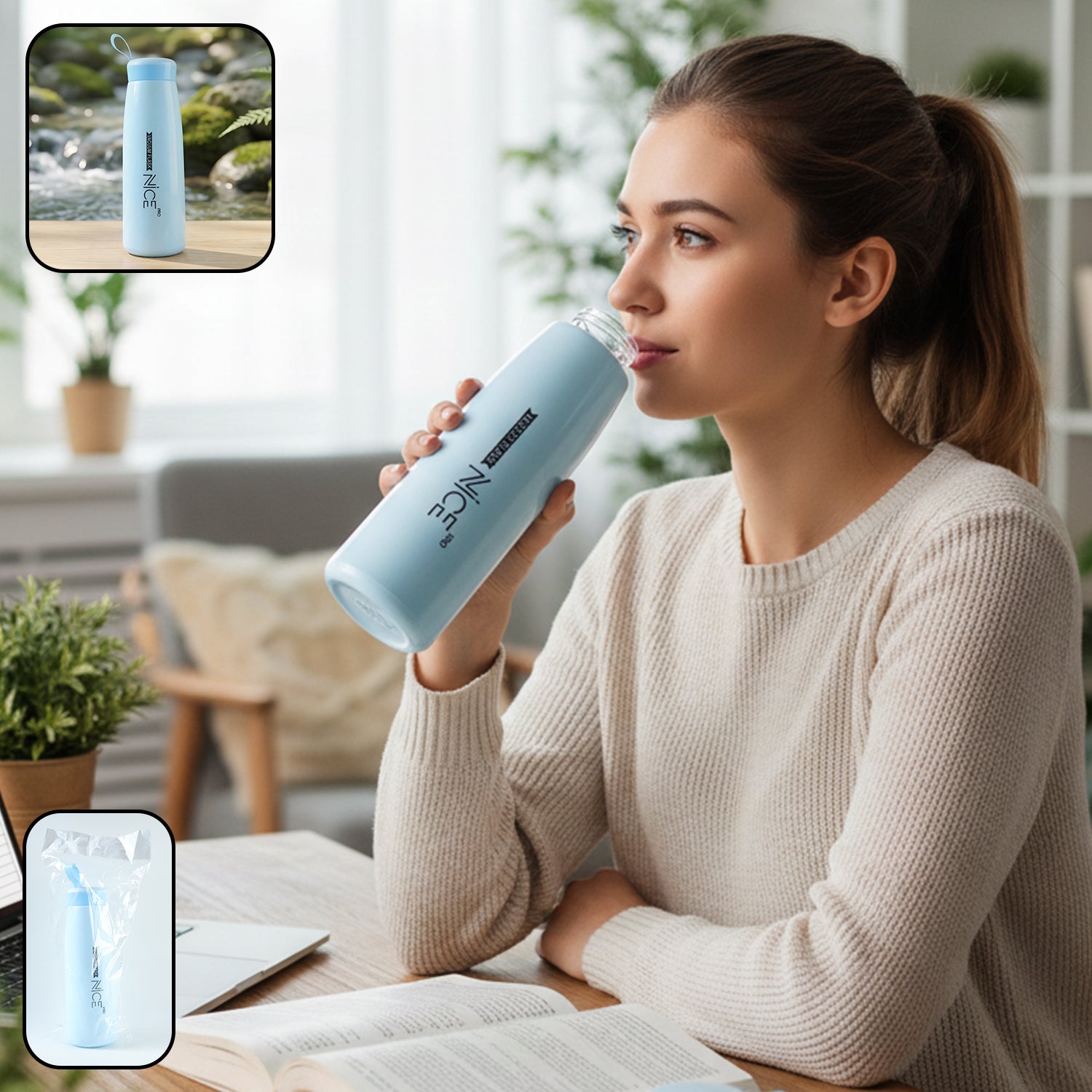 Colorful plastic water bottle from Wukusy, 800 ml capacity, with a mix of vibrant colors and a secure screw-on lid.