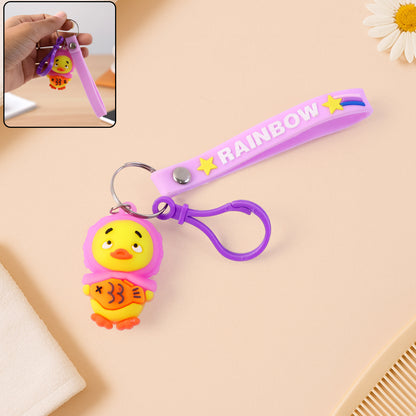Cute cartoon duck keychain by Wukusy featuring a colorful, adorable duck design with a metal keyring attachment.