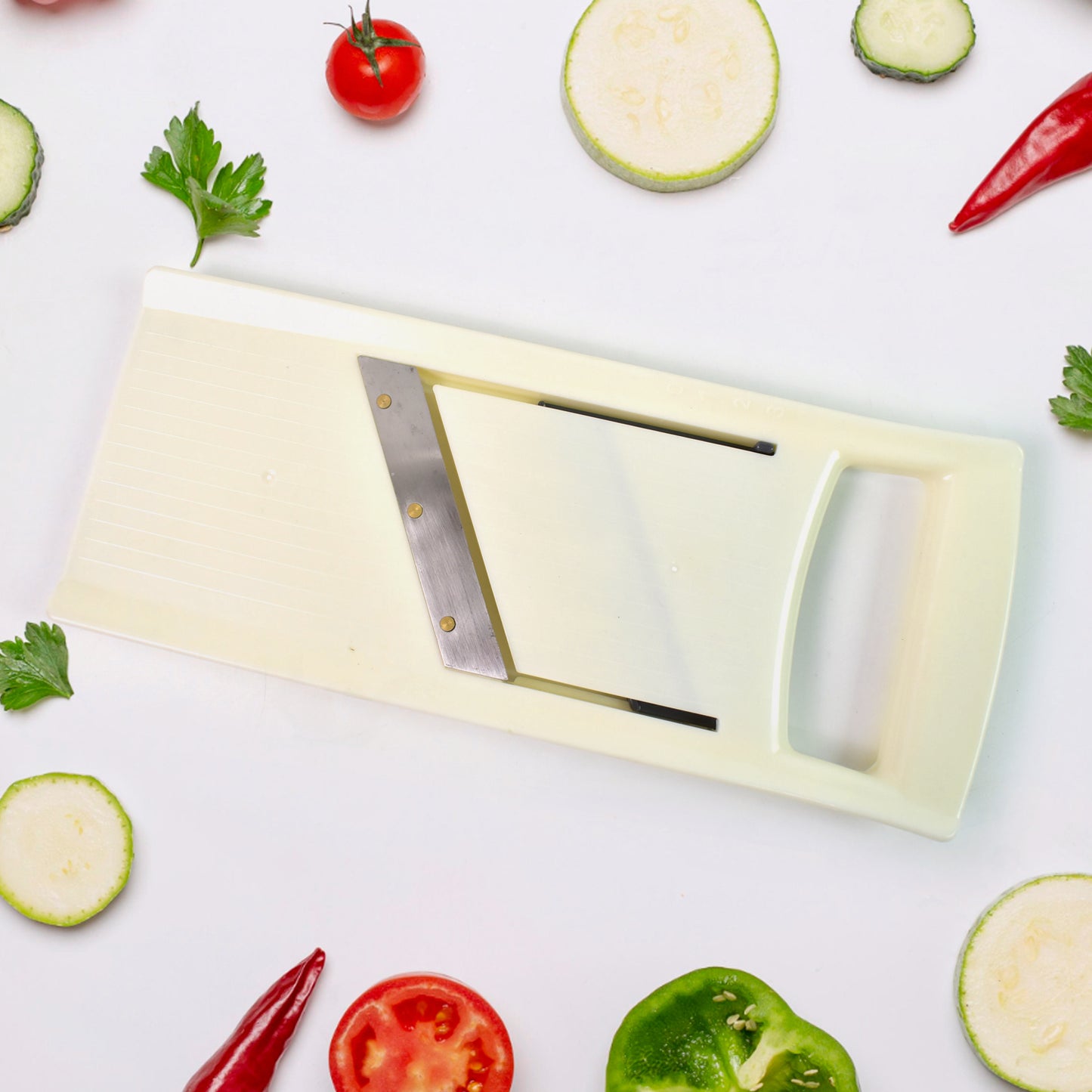 Wukusy adjustable fruit and vegetable slicer with stainless steel blades for precise home kitchen slicing.