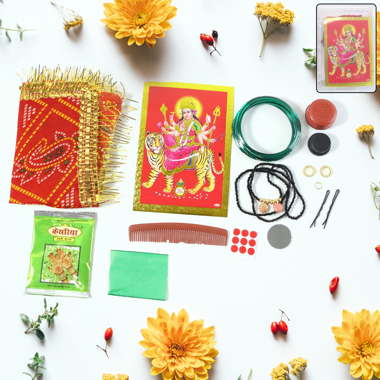 Wukusy Mataji Shringar Box complete puja decoration kit with traditional religious accessories and vibrant design.