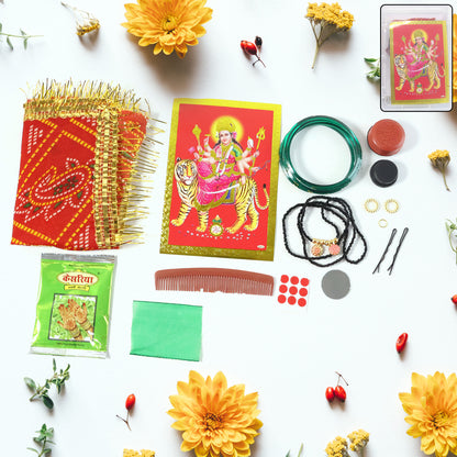 Wukusy Mataji Shringar Box complete puja decoration kit with traditional religious accessories and vibrant design.