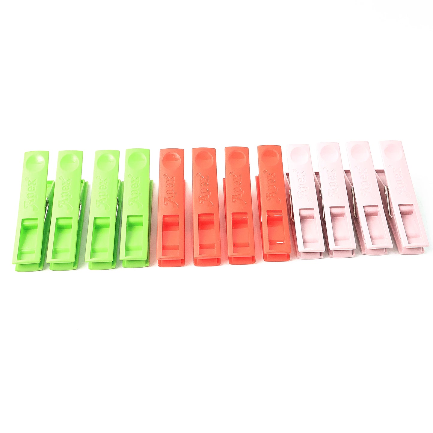 Set of 12 durable Wukusy cloth clips with strong grip plastic and stainless steel springs for laundry and home improvement tasks.