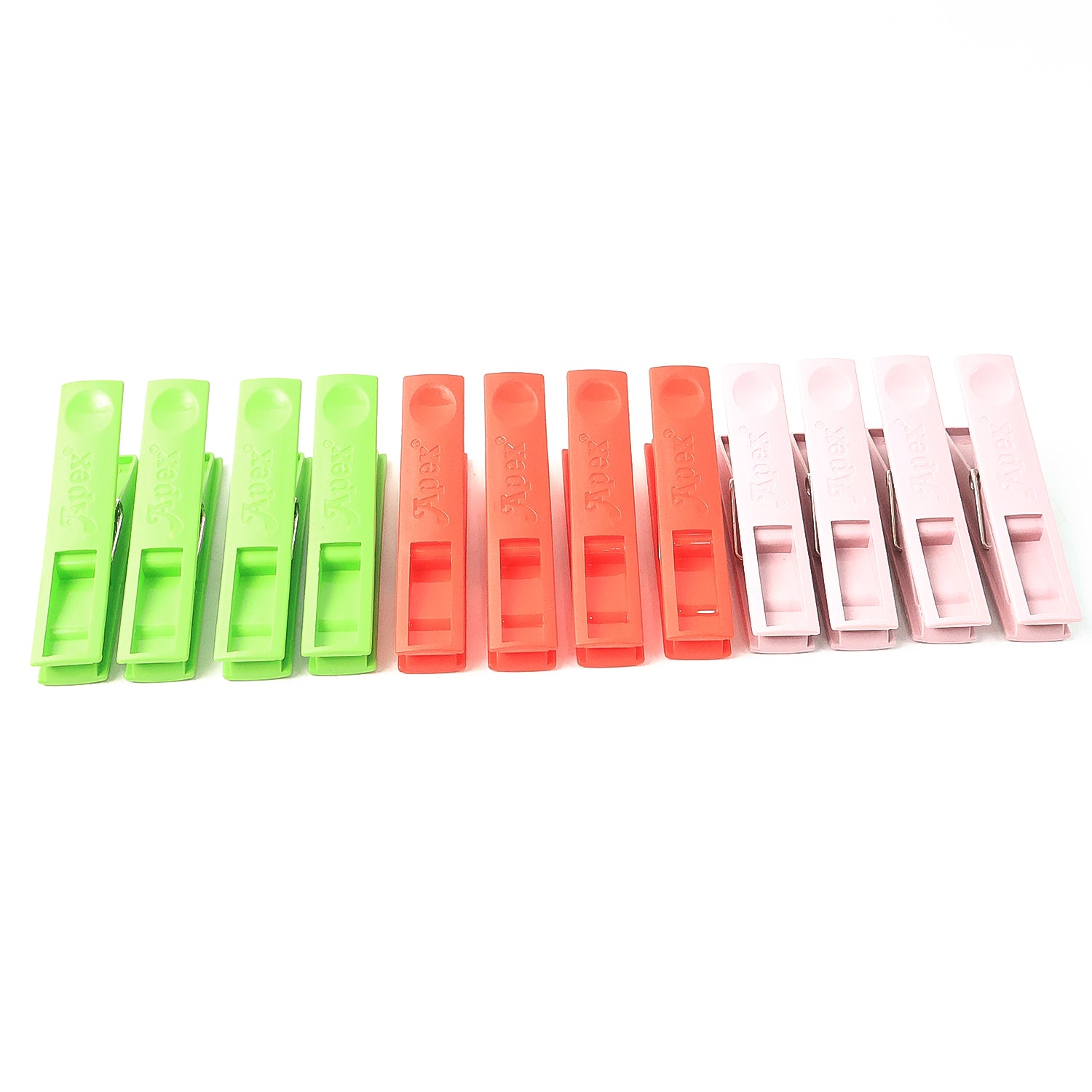 Set of 12 durable Wukusy cloth clips with strong grip plastic and stainless steel springs for laundry and home improvement tasks.