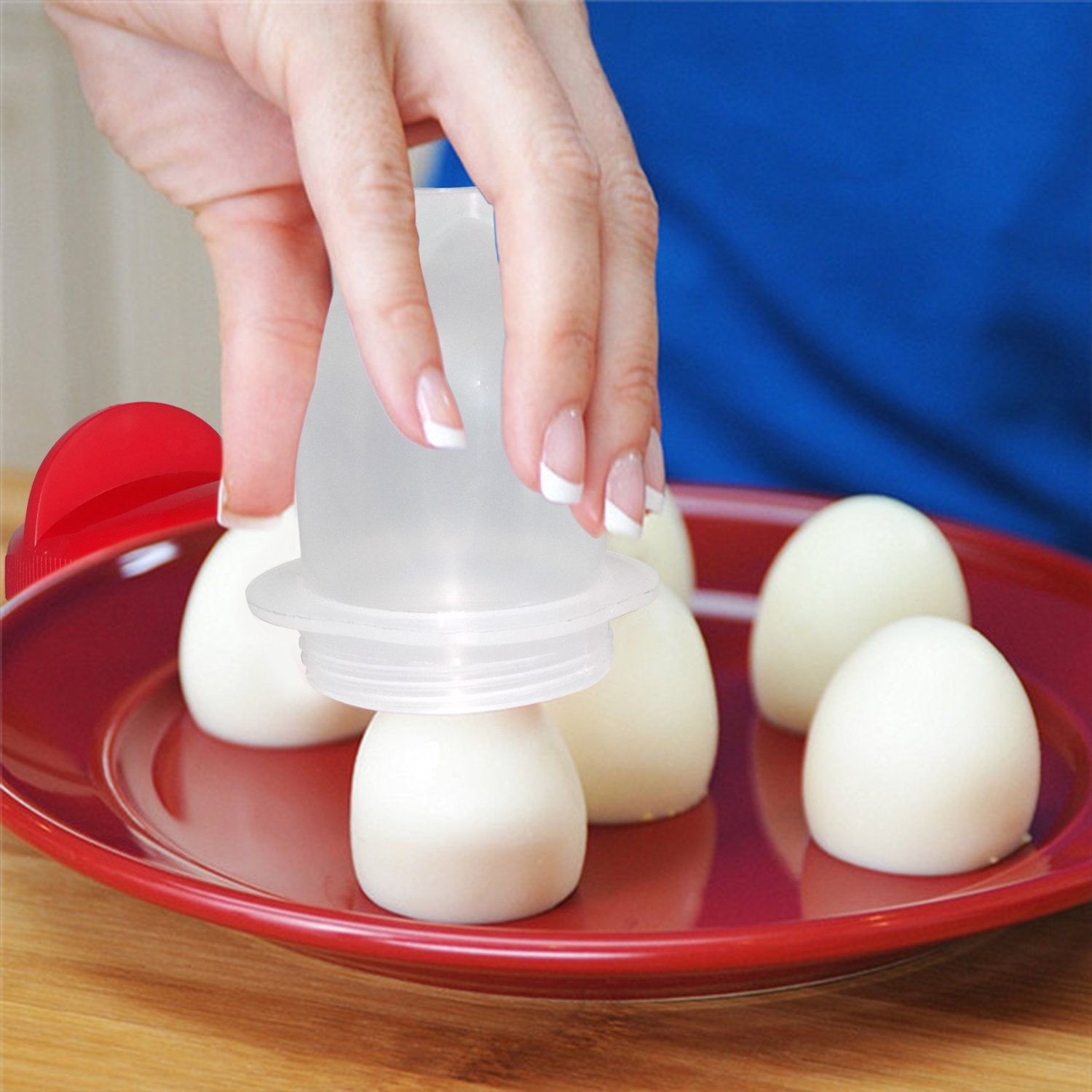 Wukusy nonstick eggs boiler cooker for making boiled eggs without shells, kitchen tool for easy egg preparation.