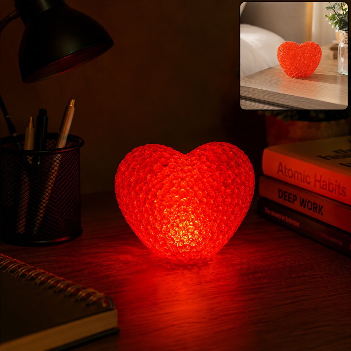 Wukusy mix design cartoon-shaped LED night lamp with crystal texture emitting a soft glow, perfect for bedside decor.
