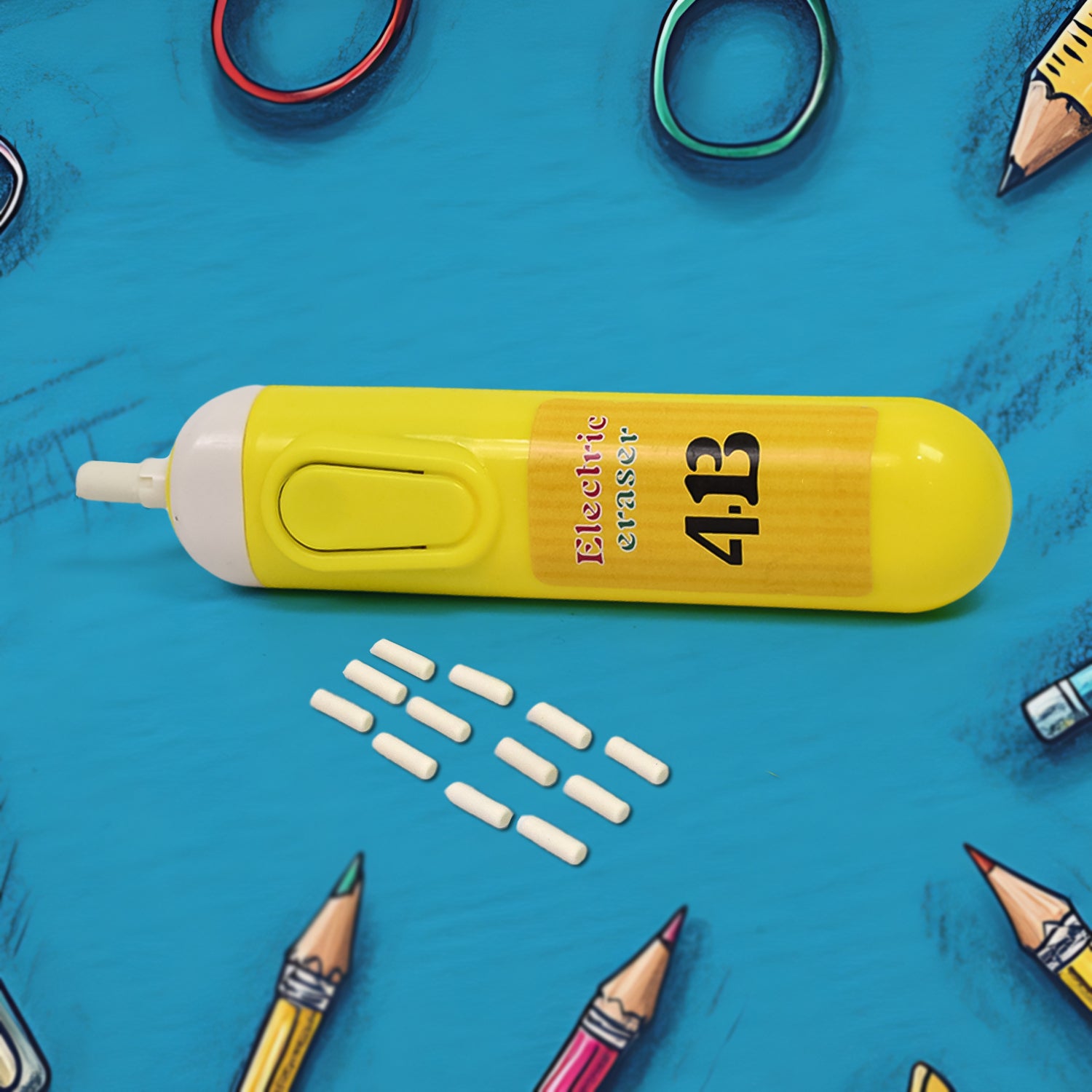 Wukusy electric eraser kit with automatic pencil eraser, battery operated, includes 12 refill erasers for office use