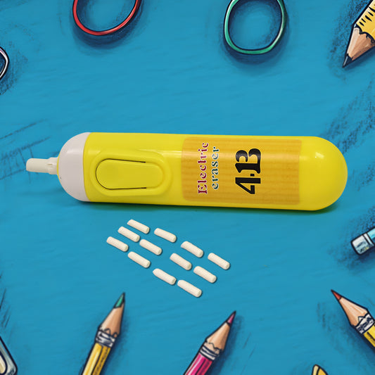Wukusy electric eraser kit with automatic pencil eraser, battery operated, includes 12 refill erasers for office use
