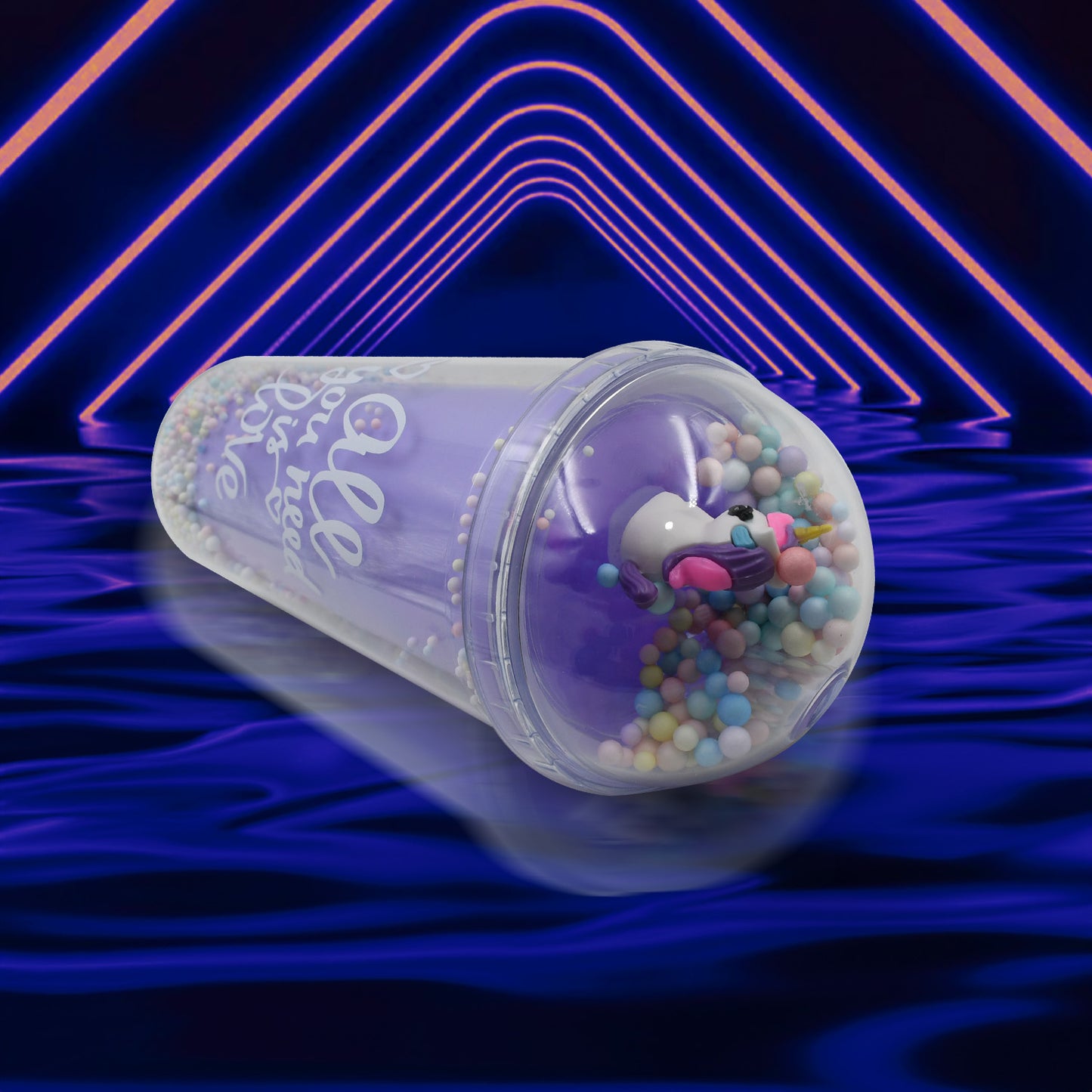 Wukusy 6883a design printed sipper bottle with toy LED glow light, double wall glass water bottle with straw for kids and girls