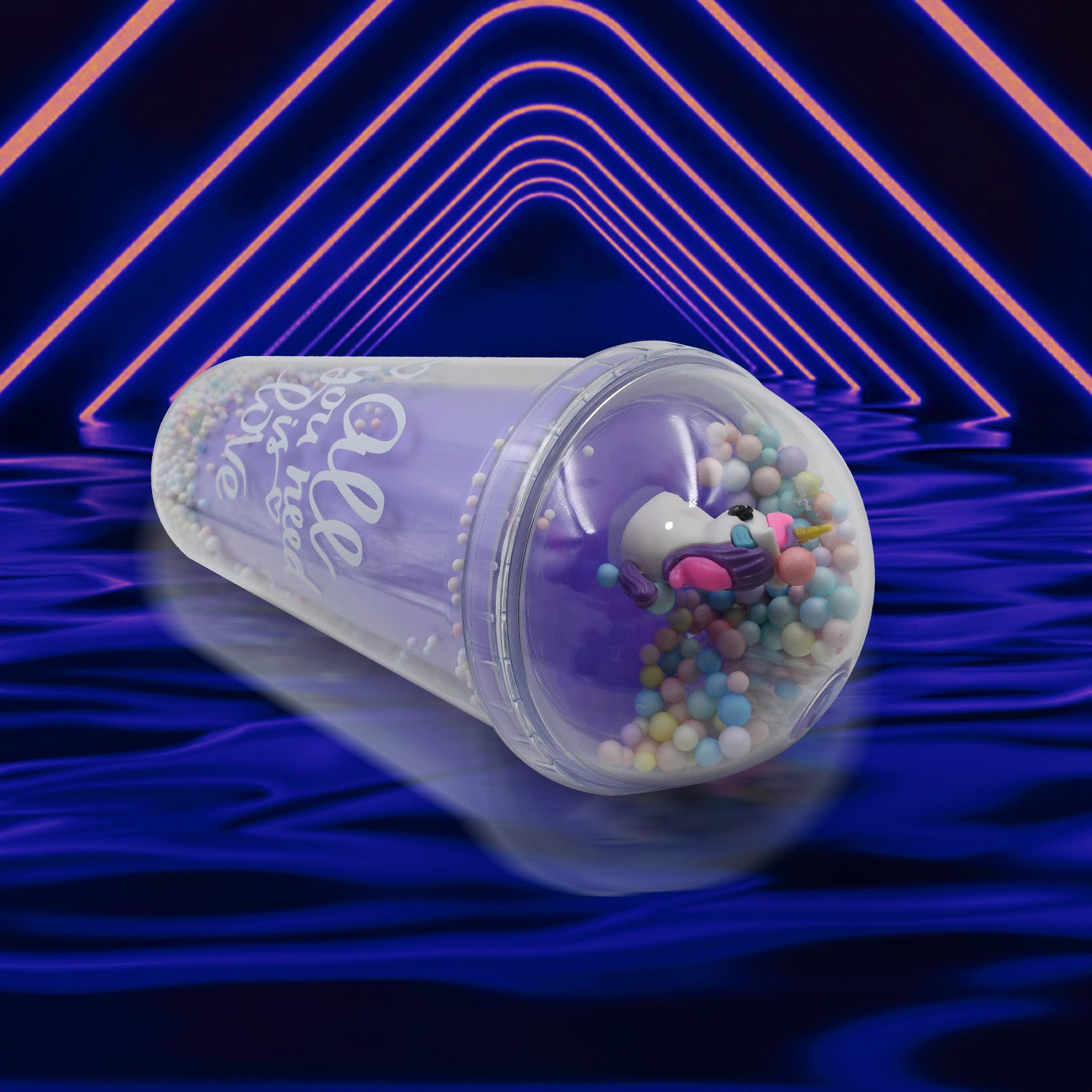 Wukusy 6883a design printed sipper bottle with toy LED glow light, double wall glass water bottle with straw for kids and girls