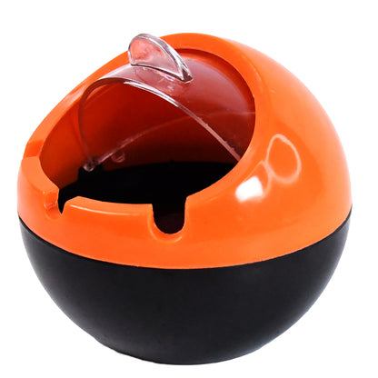 Wukusy plastic ball ashtray with lid, windproof indoor and outdoor portable ashtray for patio and car use