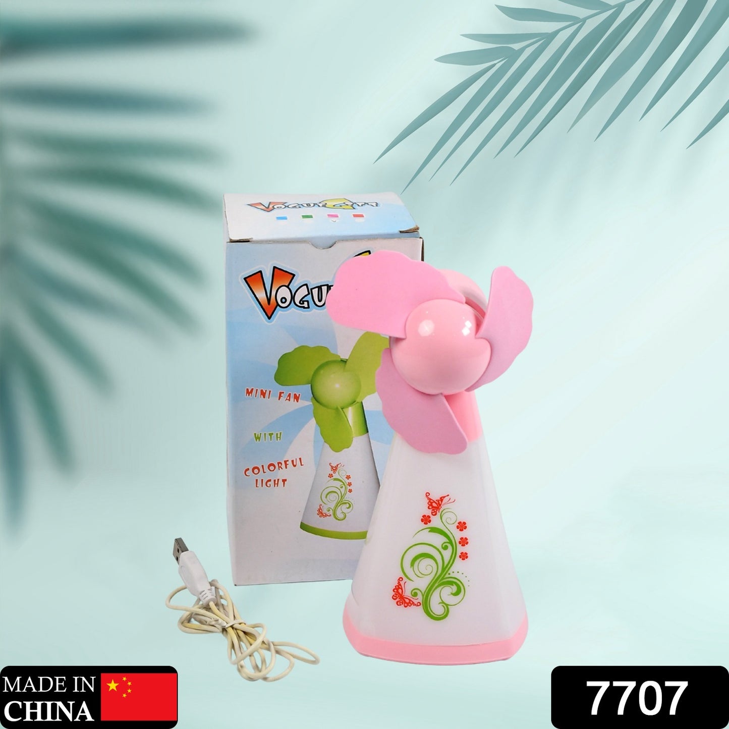 Wukusy 7712 cute bright color desktop USB mini fan, compact battery-operated fan for home or office use, battery not included