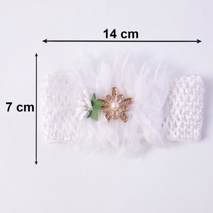 Wukusy floral baby headband with soft elastic stretchable design, featuring colorful flower pattern for cute and stylish baby hair accessories.