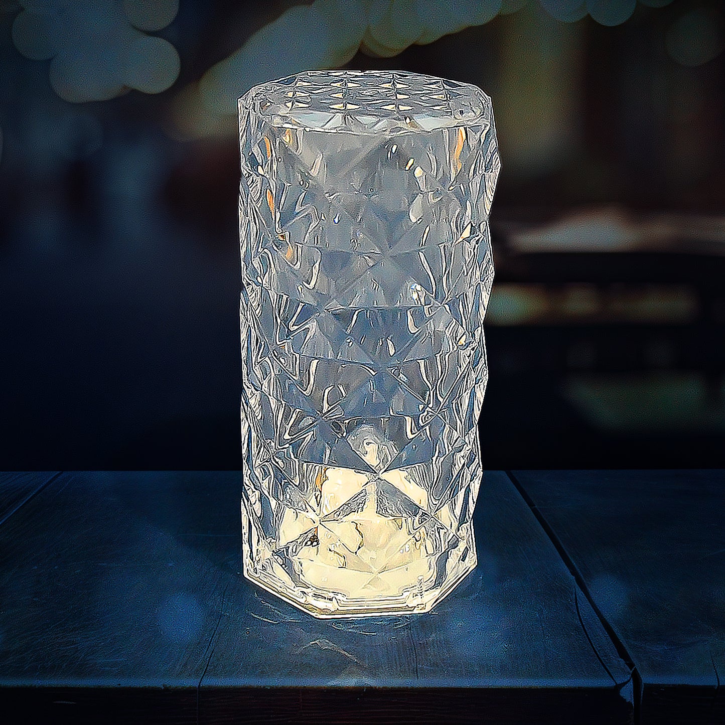 Elegant Wukusy 6240 Diamond Table Lamp with crystal candle lights, perfect for home decoration and adding a touch of luxury.