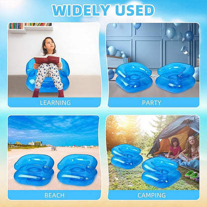 Inflatable sofa chair for kids by Wukusy, 28-inch camping-friendly, colorful, soft fabric, suitable for boys and girls.