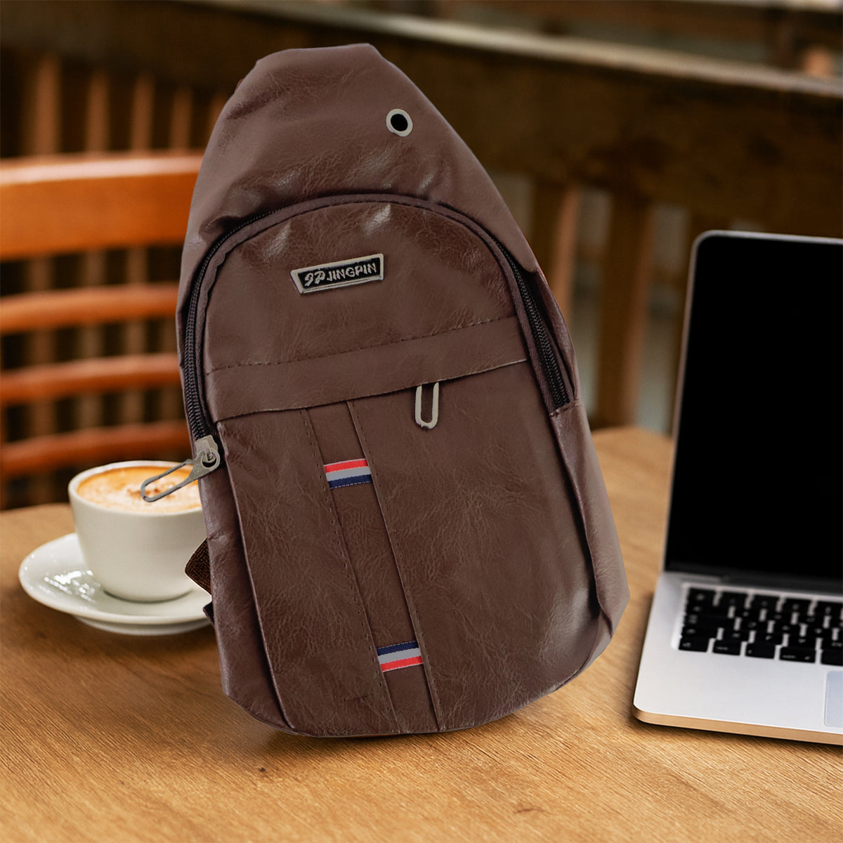 Wukusy waterproof anti-theft cross-body waist bag with USB charging port and earphone hook, designed for travel and casual use.