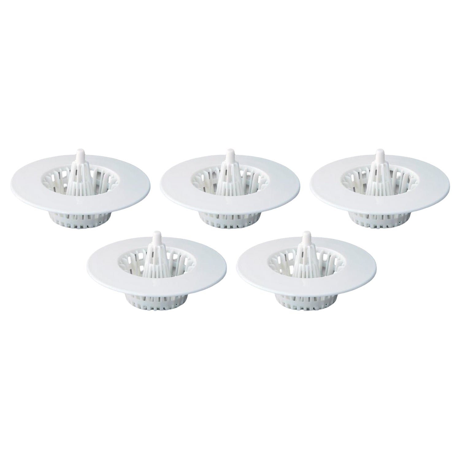 Wukusy 5-pack multipurpose sink drain hair catchers and strainers for bathroom and kitchen use, made of durable 304 stainless steel.