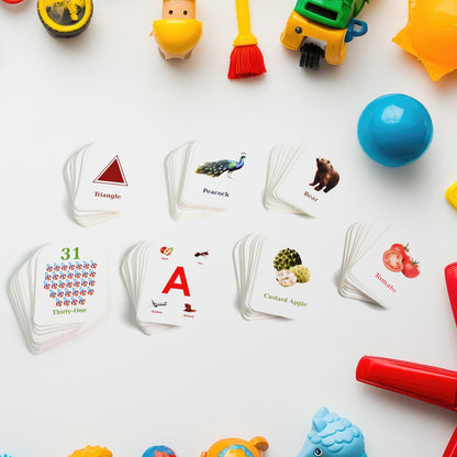 Wukusy 7-in-1 Kidkraft early learner flashcard combo set with 224 colorful educational cards for kids' learning toys