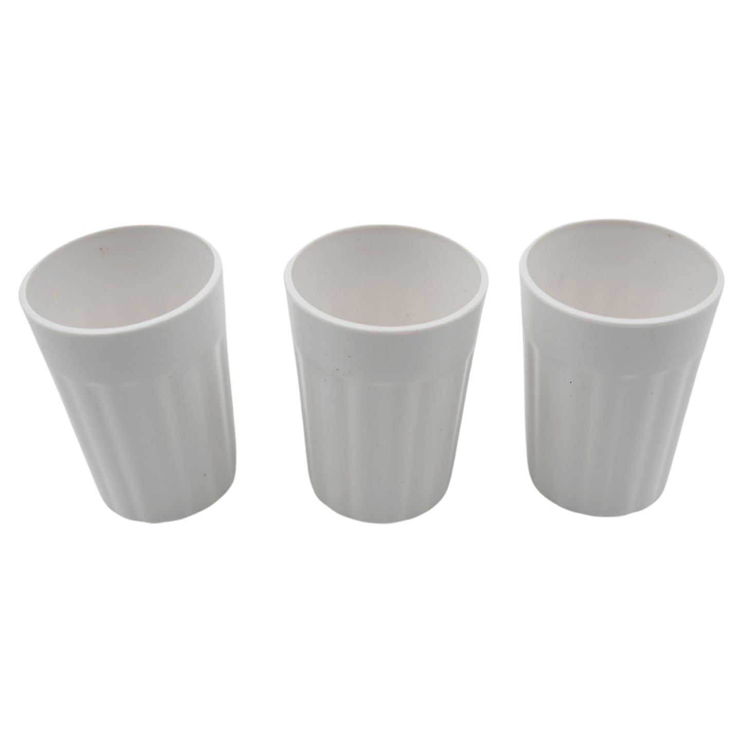 Set of three Wukusy small plastic coffee and tea cups, lightweight, microwave and dishwasher safe, unbreakable for camping and home use.