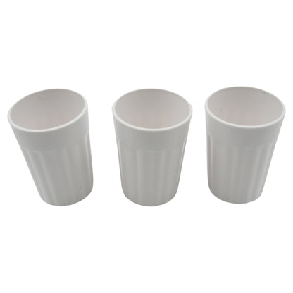Set of three Wukusy small plastic coffee and tea cups, lightweight, microwave and dishwasher safe, unbreakable for camping and home use.