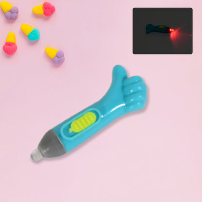 Wukusy thumb-shaped LED light toy with lightning design, portable keychain light, ideal for fun and convenience.