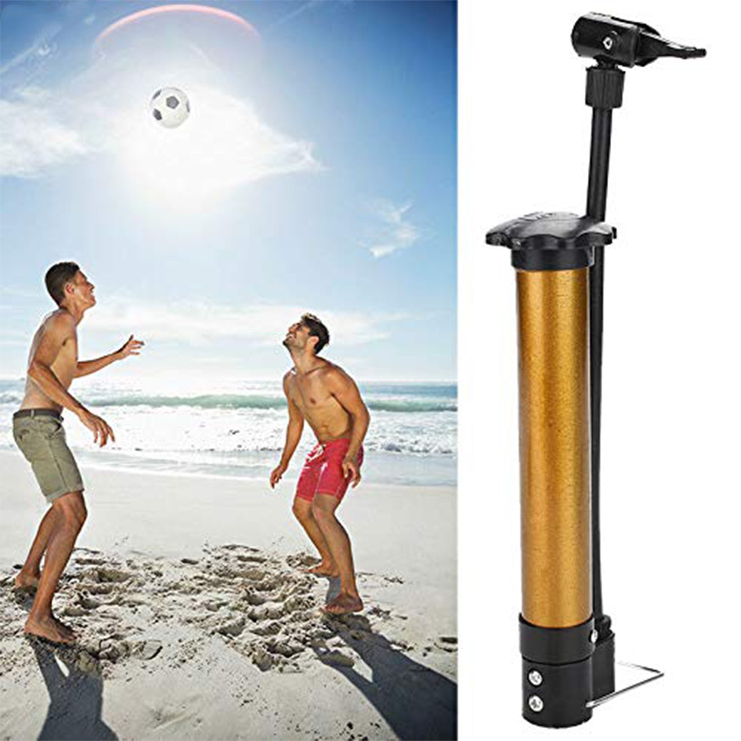 Wukusy 8510 Mini Hand Air Pump with metal pin, portable high-pressure ball inflator for basketball, soccer, volleyball, and football.