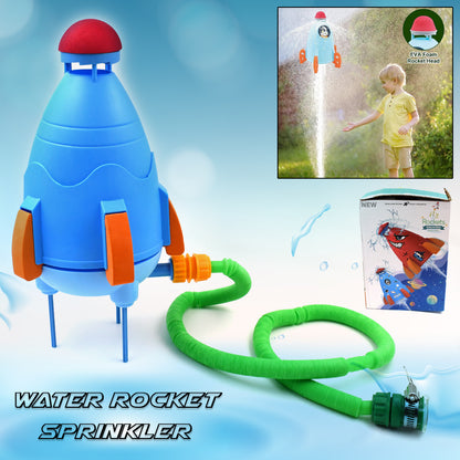 Wukusy garden sprinkler rocket launcher toy set for kids, featuring colorful rocket-shaped water sprayers for summer outdoor fun.