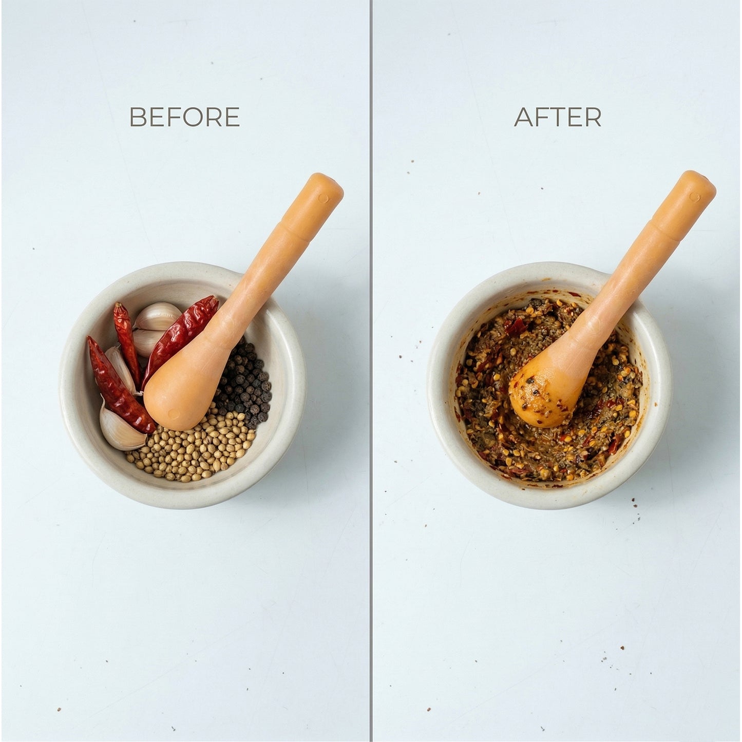 Wukusy manual masher grinder tool for kitchen use, compact and durable stainless steel design for mashing and grinding ingredients.